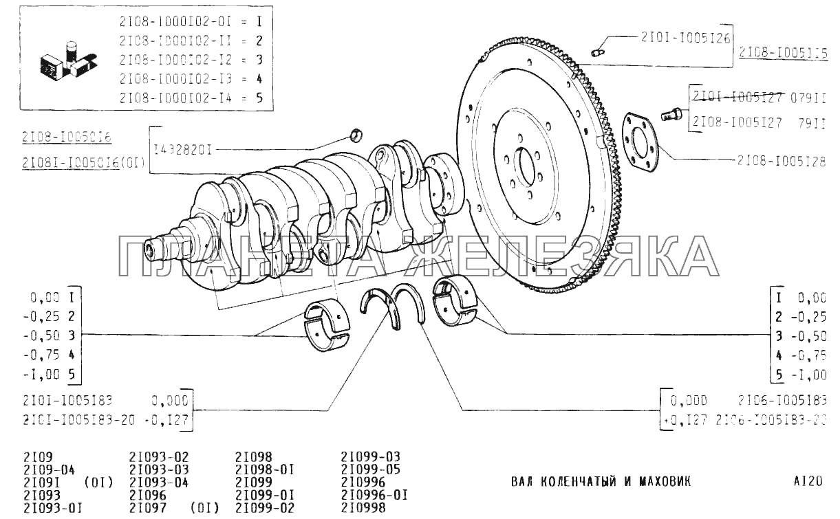 Вал коленчатый и маховик ВАЗ-21099