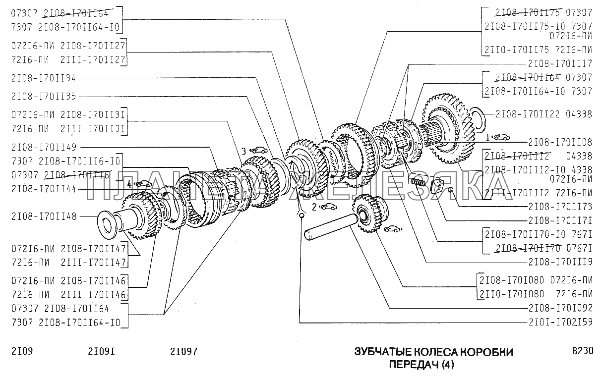 Шестерни коробки передач (4) ВАЗ-21099