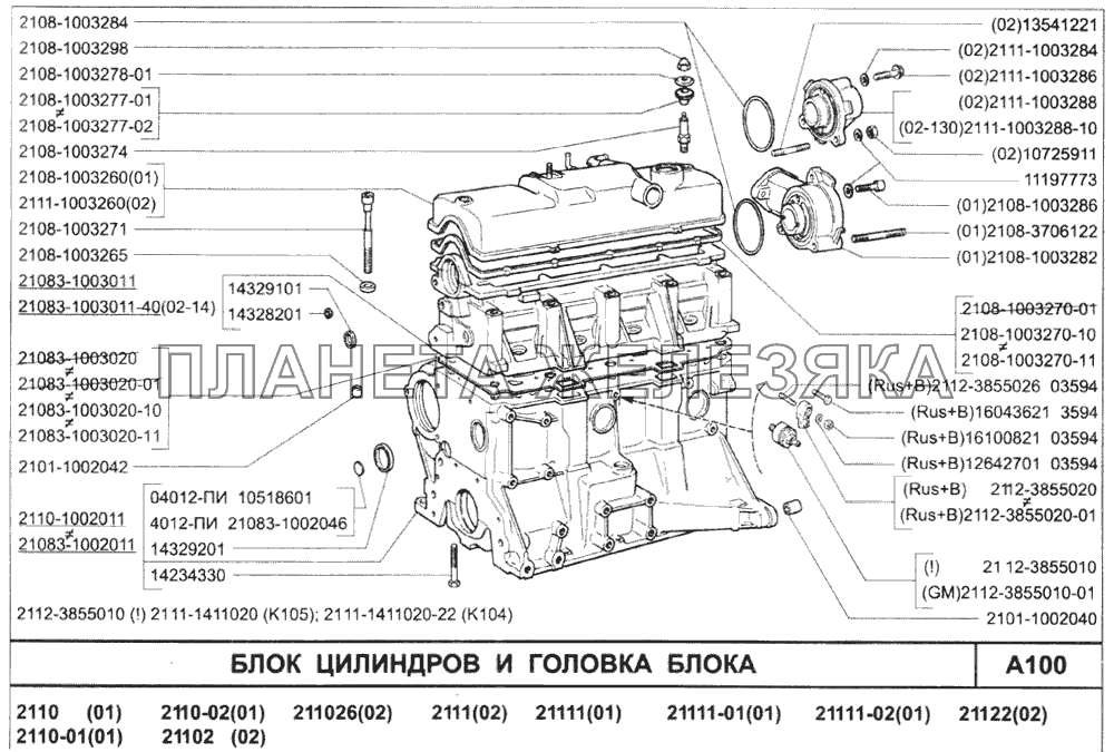 Блок цилиндров и головка блока ВАЗ-2110 (2007)