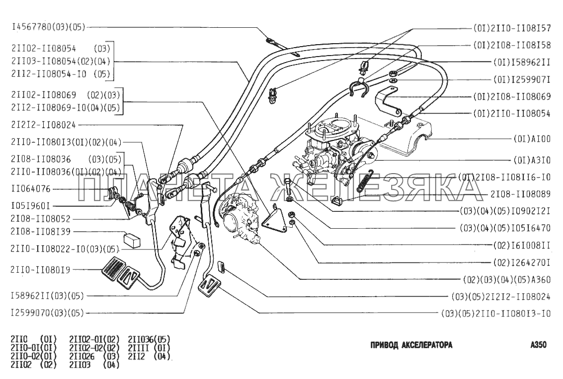 Привод акселератора ВАЗ-2111