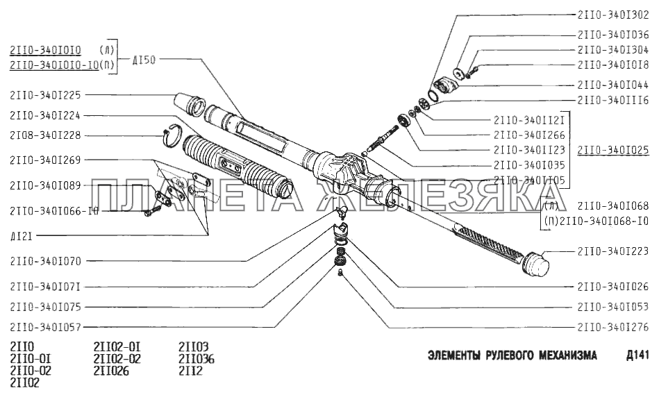 Элементы рулевого механизма ВАЗ-2112