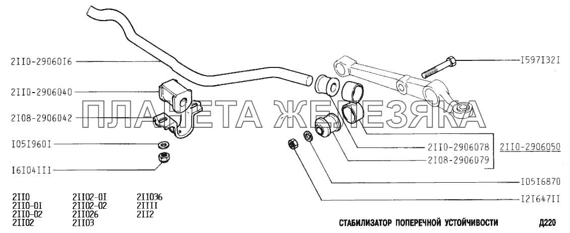 Стабилизатор поперечной устойчивости ВАЗ-2110