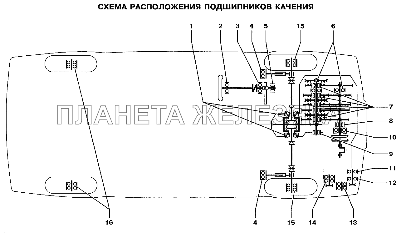 Схема расположения подшипников качения ВАЗ-2113