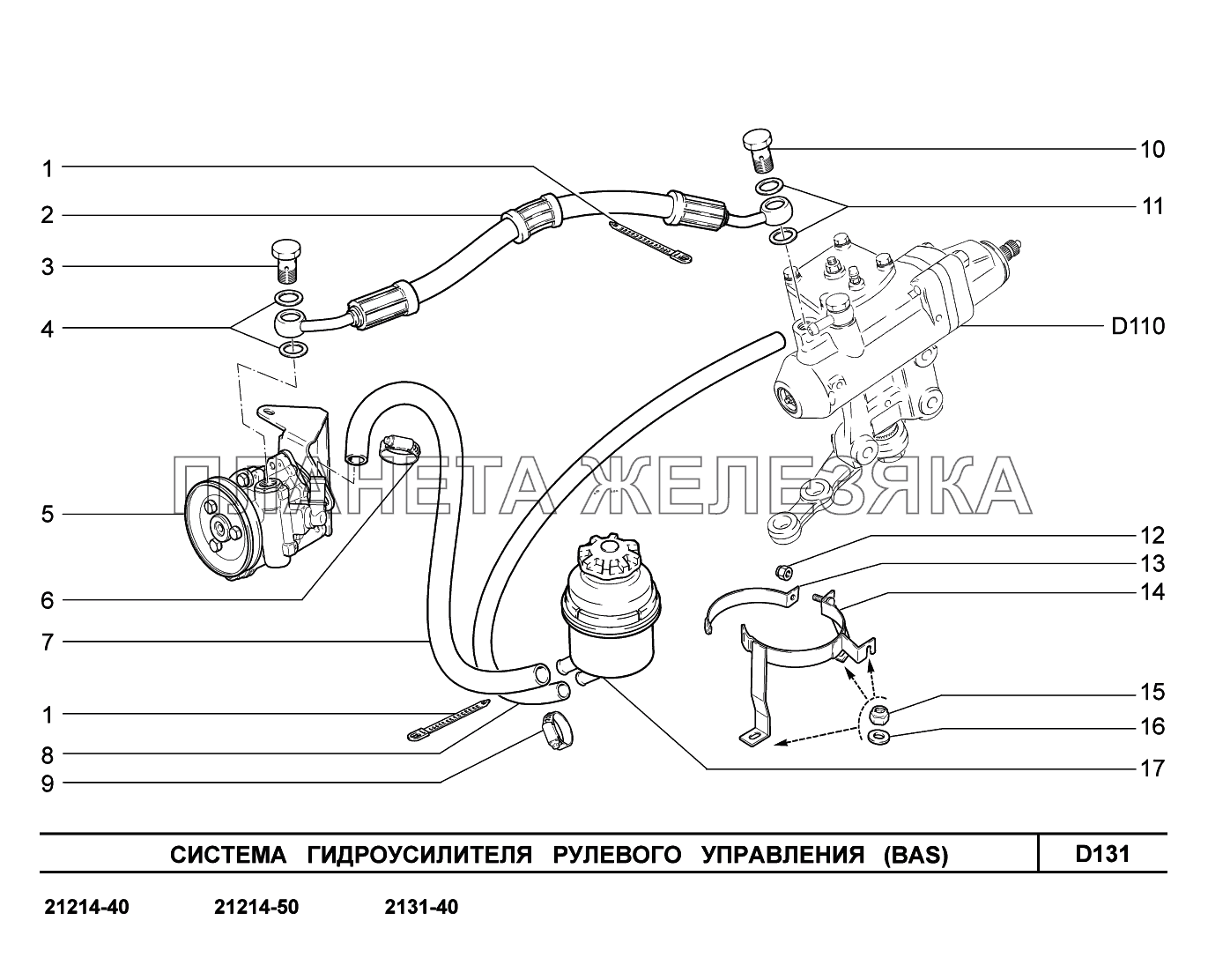 D131. Система гидроусилителя рулевого управления LADA 4x4