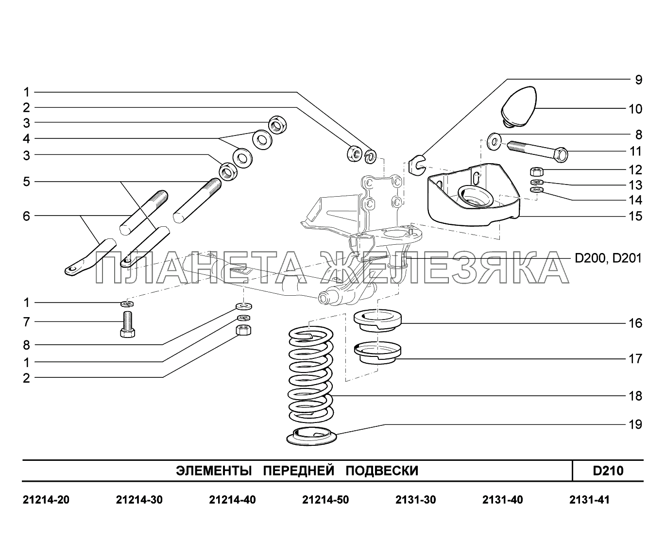 D210. Элементы передней подвески LADA 4x4
