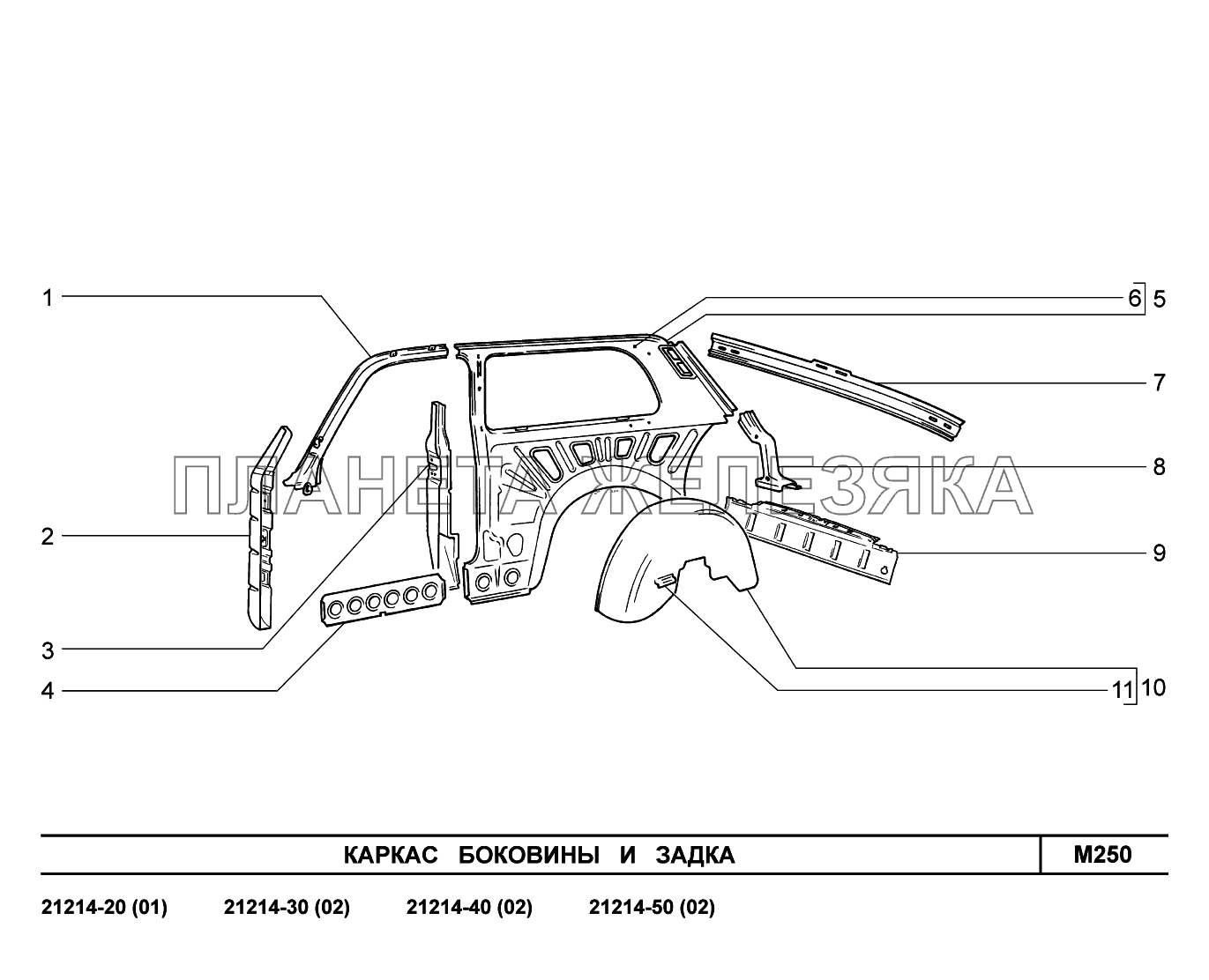 M250. Каркас боковины и задка LADA 4x4