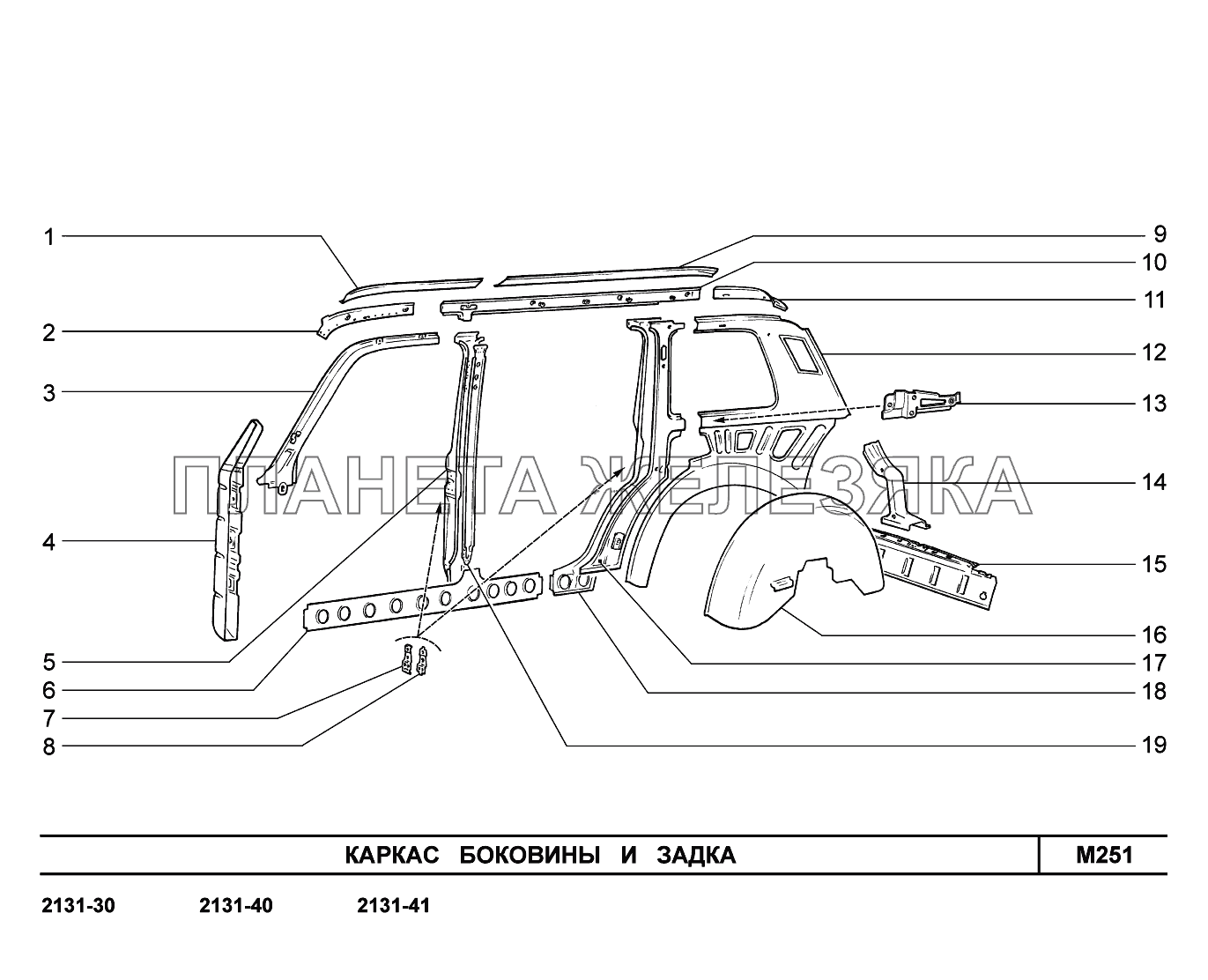 M251. Каркас боковины и задка LADA 4x4