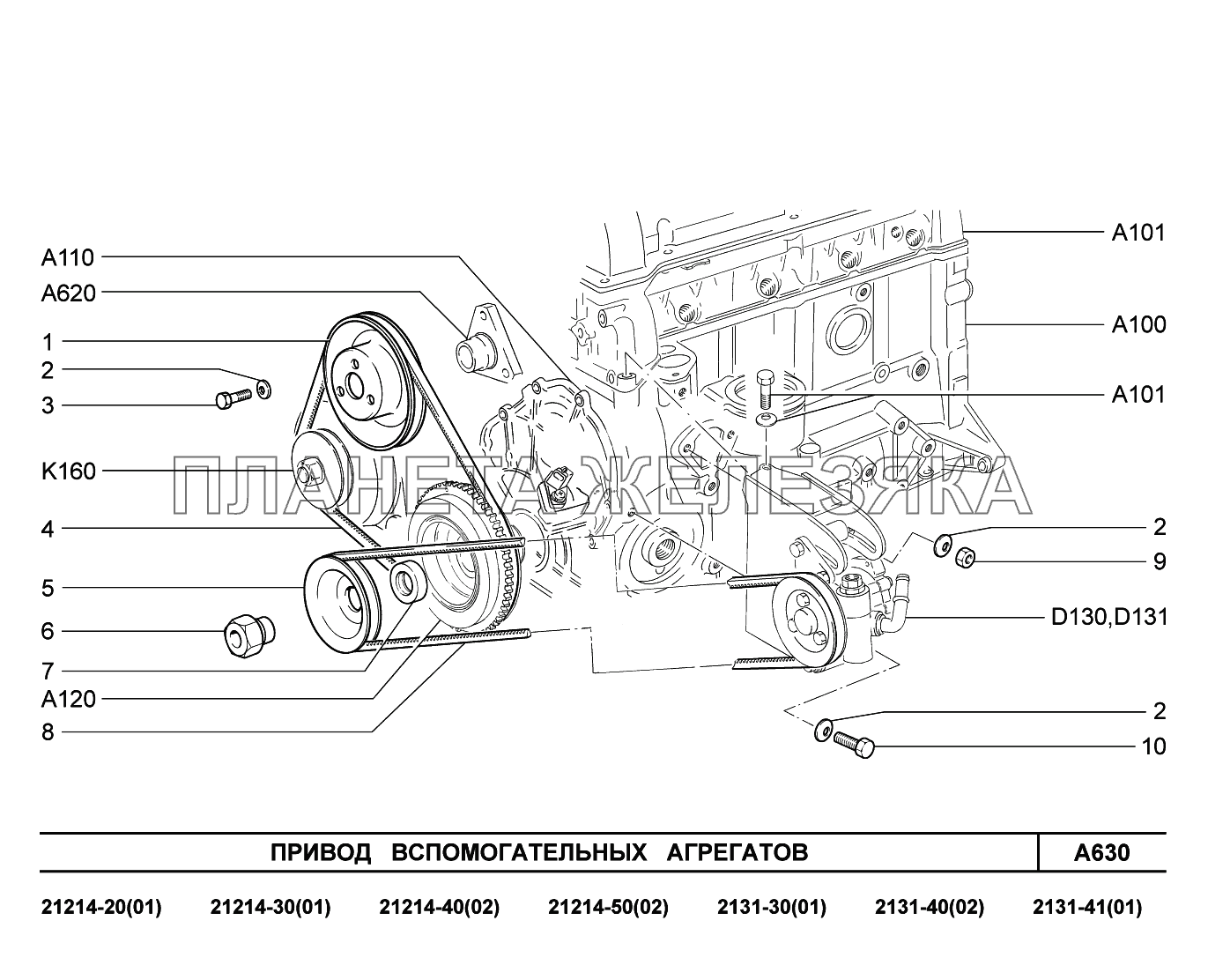 A630. Привод вспомогательных агрегатов LADA 4x4