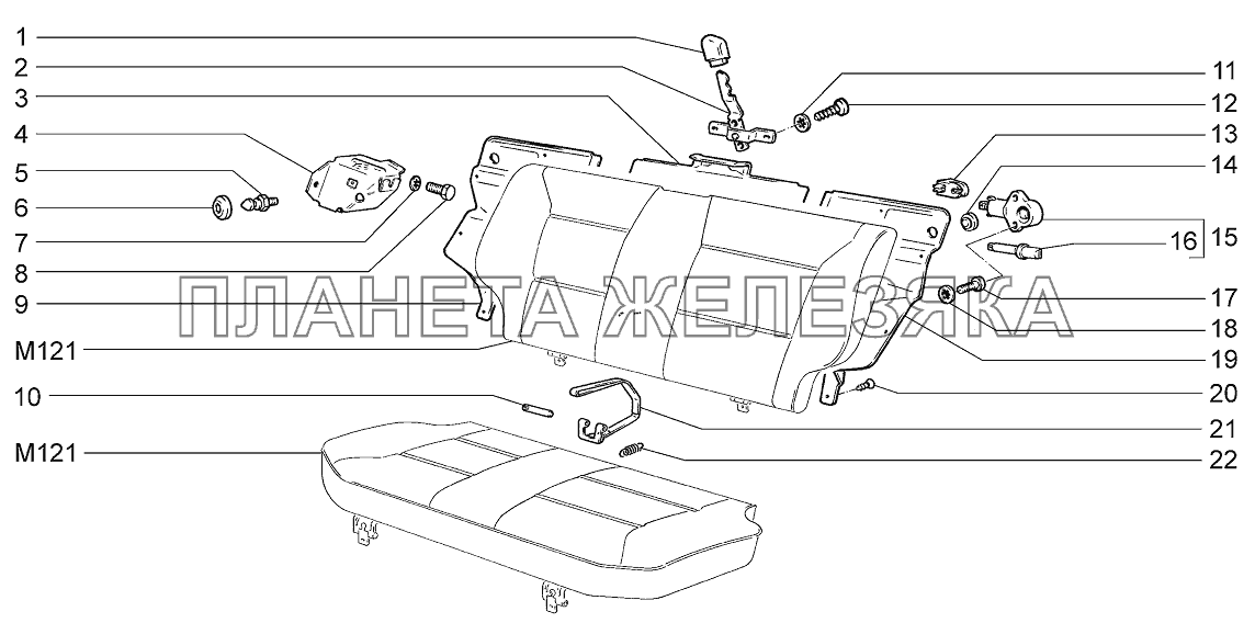 Механизм установки заднего сидения LADA 4x4 M