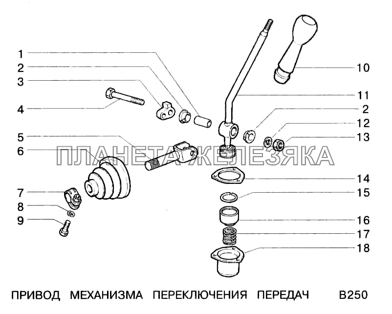 Привод механизма переключения передач ВАЗ-2123