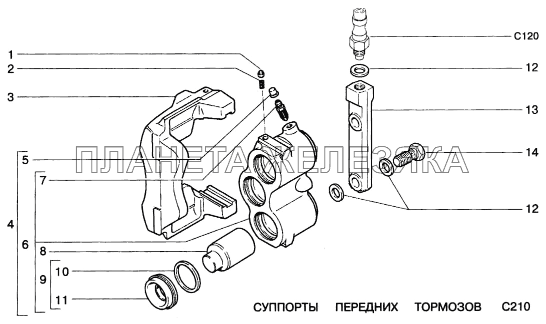 Суппорты передних тормозов ВАЗ-2123