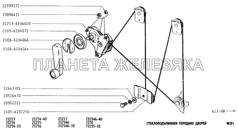 Стеклоподъемники передних дверей ВАЗ-2131