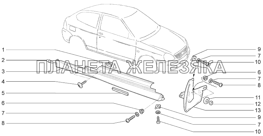Обтекатели порога и переднего крыла LADA Priora Coupe