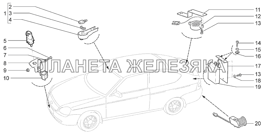 Датчики и система безопасной парковки LADA Priora Coupe