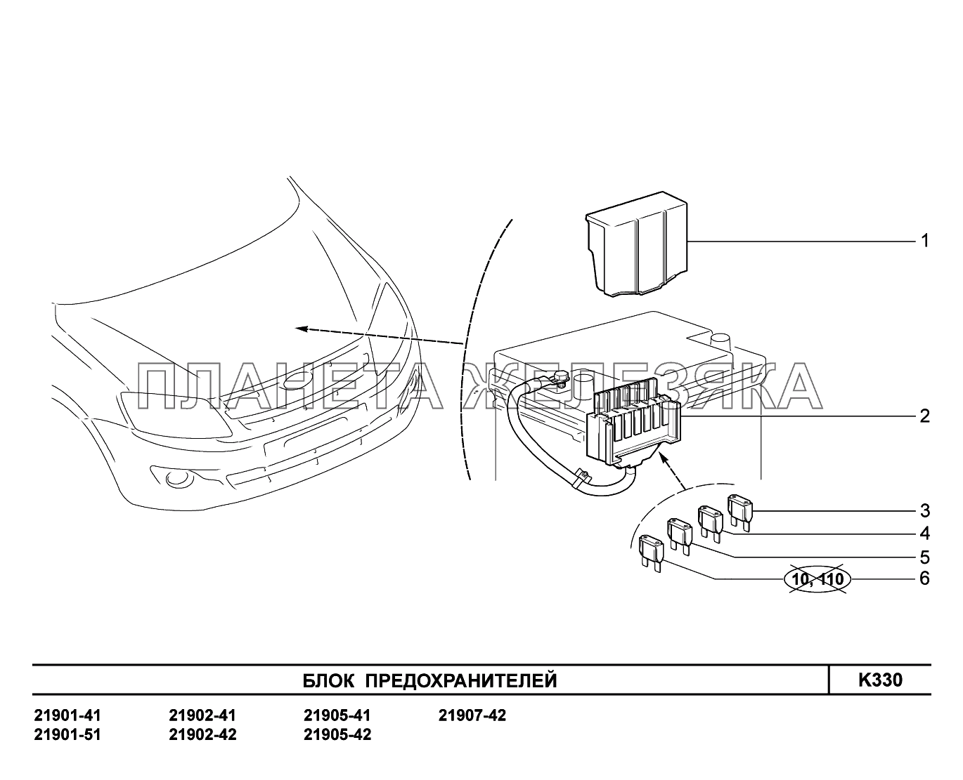 K330. Блок предохранителей Lada Granta-2190