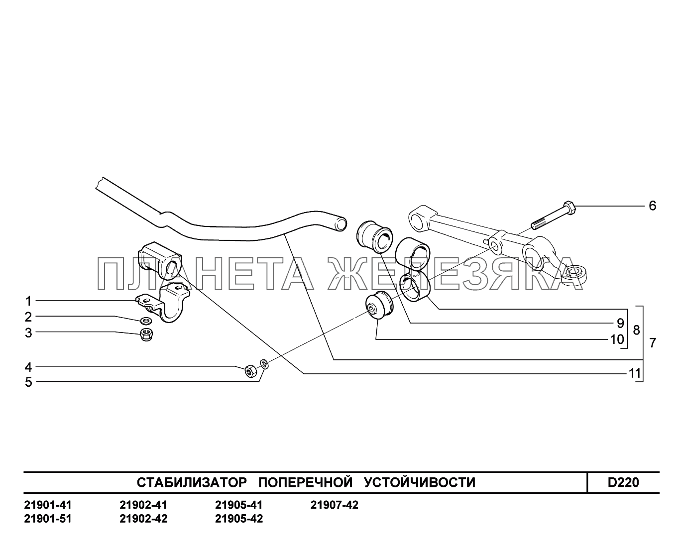 D220. Стабилизатор поперечной устойчивости Lada Granta-2190