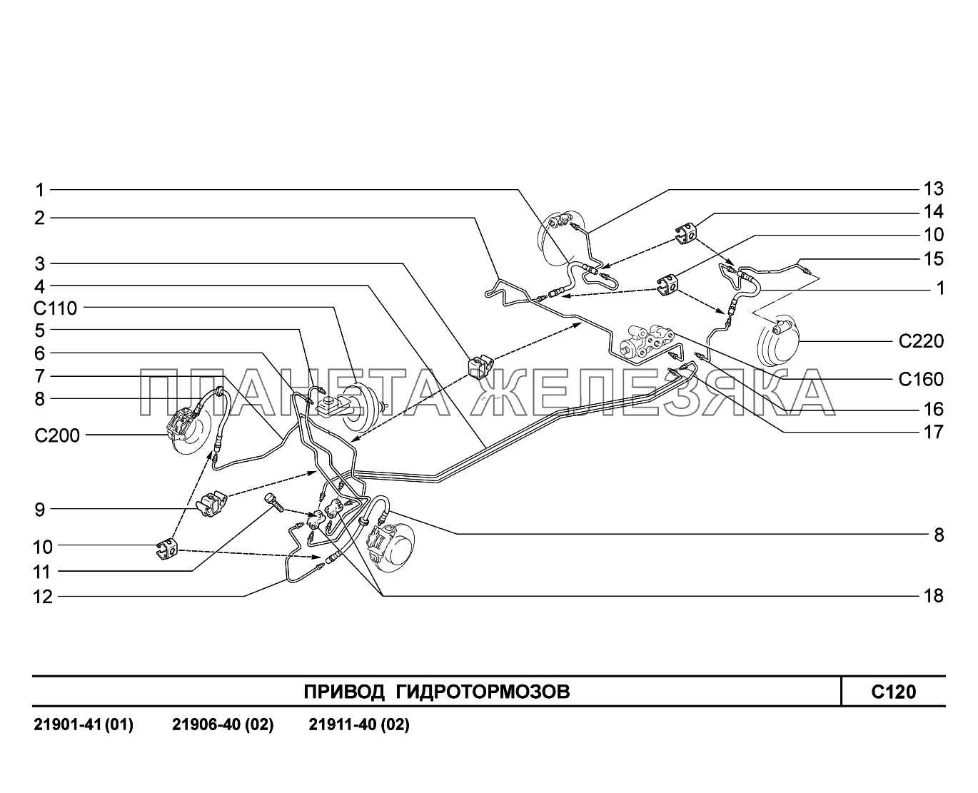 C120. Привод гидротормозов Lada Granta-2190