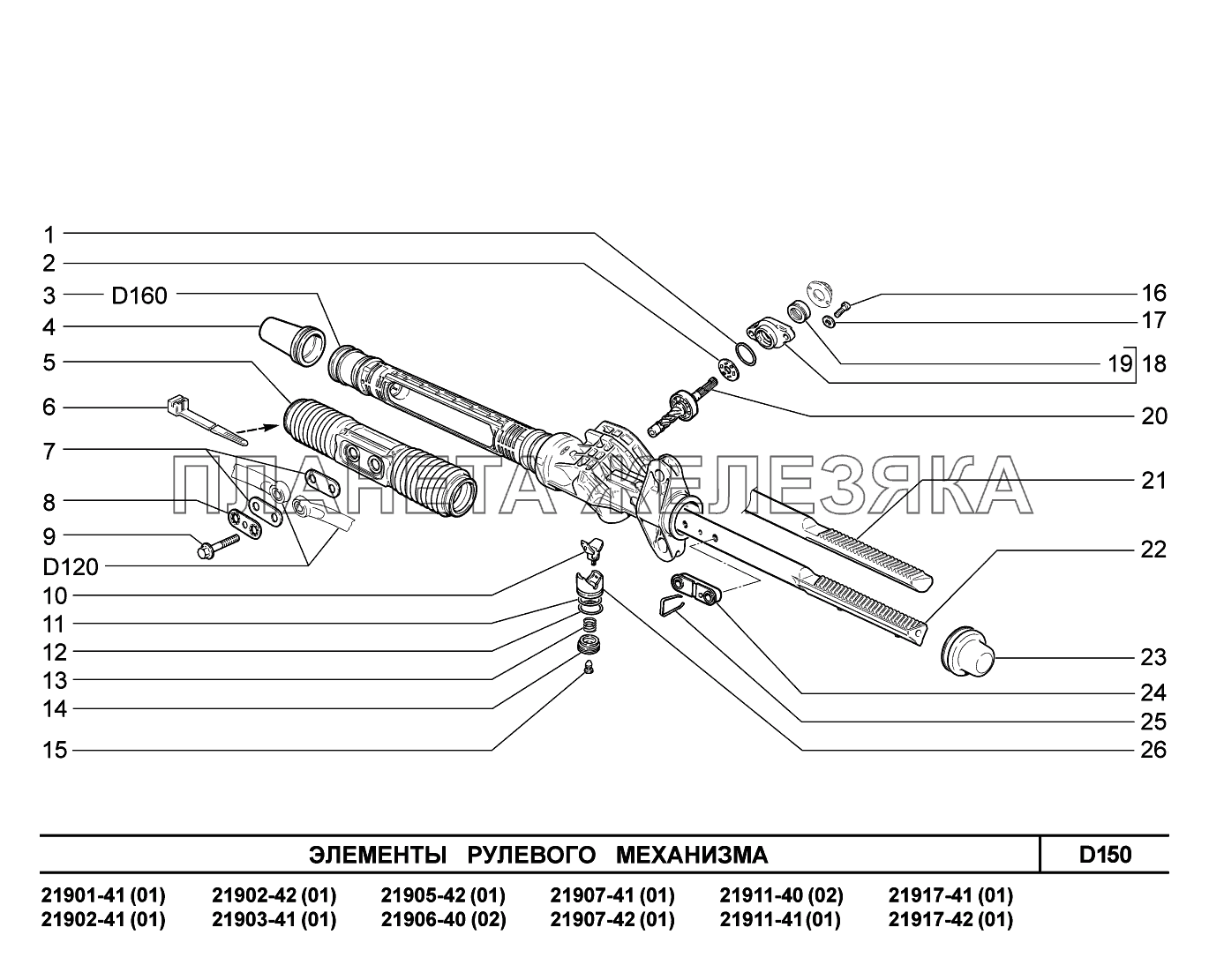 D150. Элементы рулевого механизма Lada Granta-2190