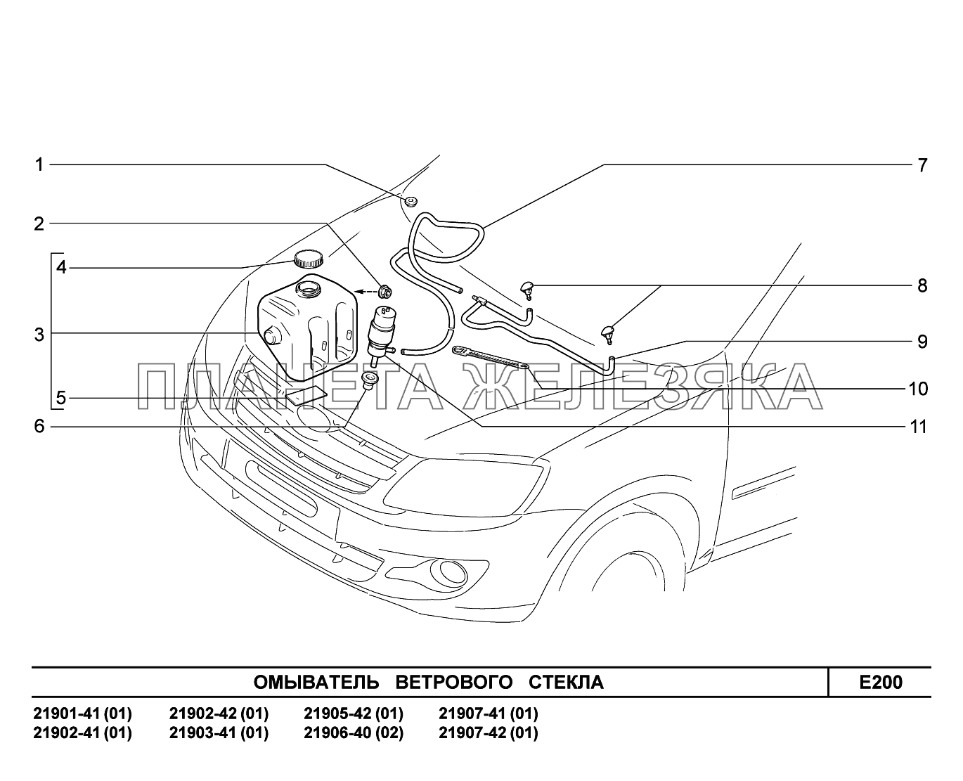 E200. Омыватель ветрового окна Lada Granta-2190