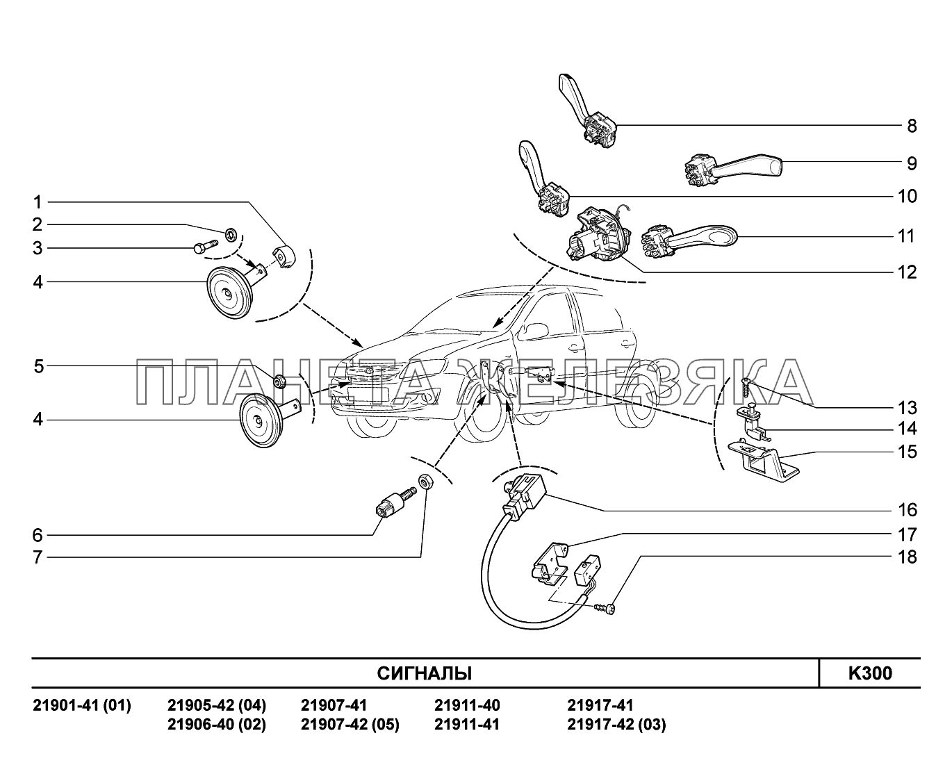 K300. Сигналы Lada Granta-2190