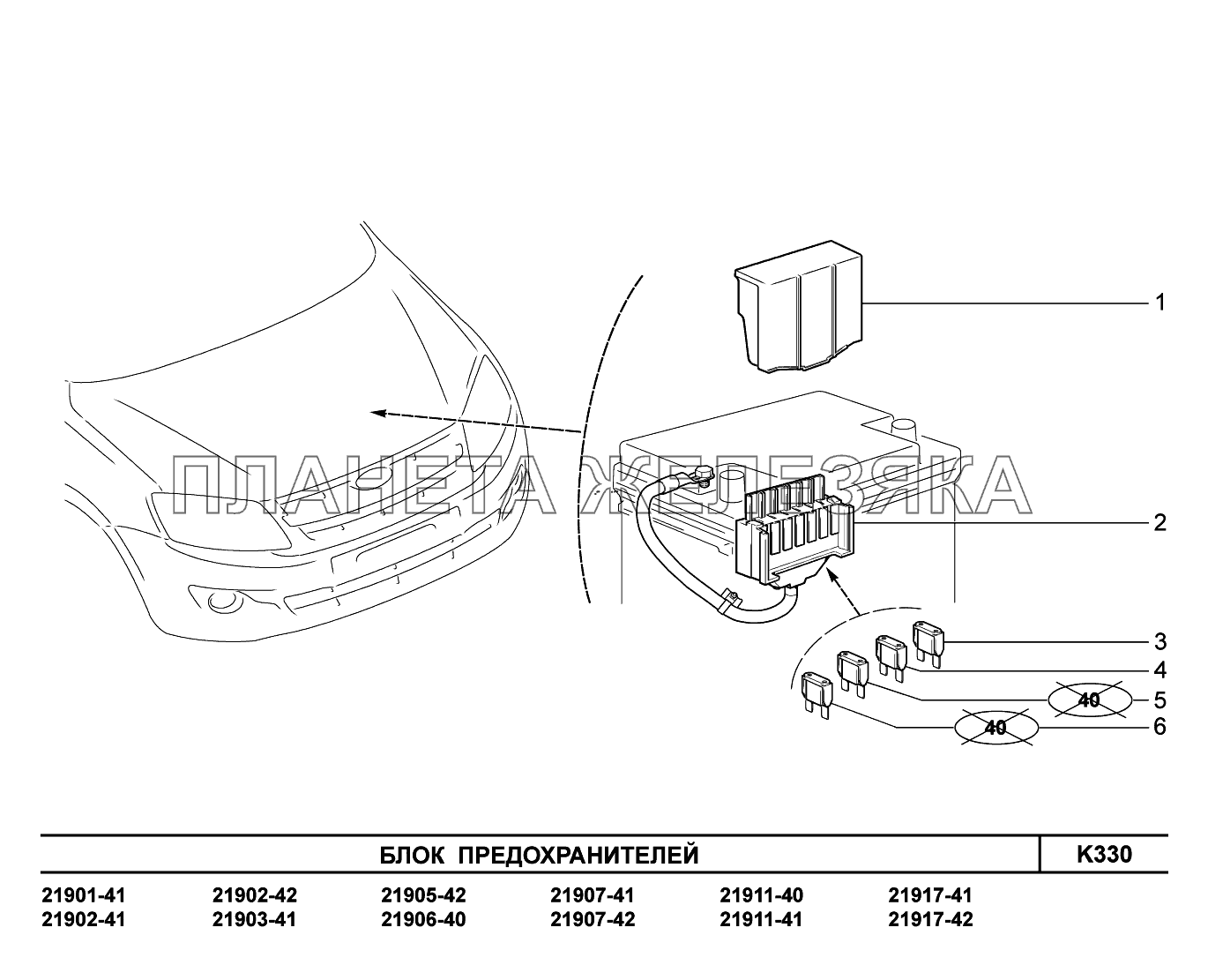 K330. Блок предохранителей Lada Granta-2190
