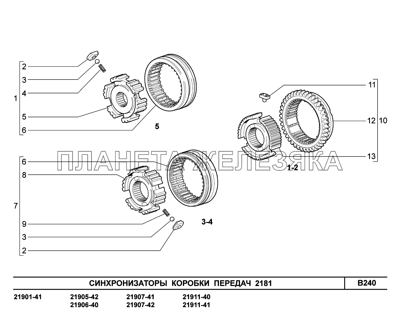 B240. Синхронизаторы коробки передач Lada Granta-2190