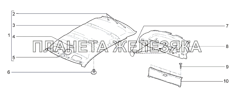 Обивка крыши, задка и полка багажника Lada Granta-2190