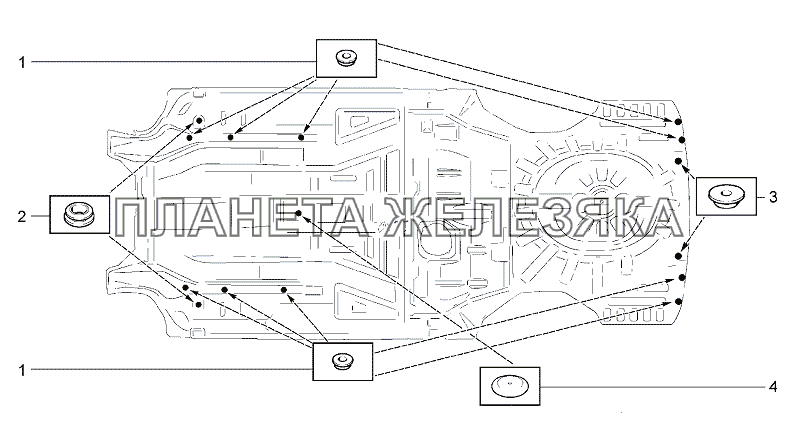 Схема установки заглушек Z102 Lada Granta-2190