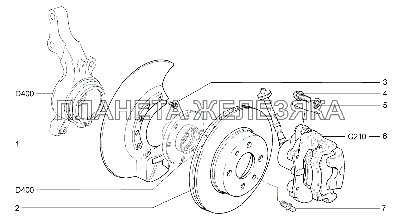 Тормоза передние Lada Granta-2190