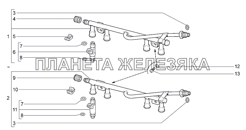Рампа и форсунки Lada Granta-2190