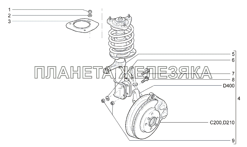 Задняя стойка 2190 схема