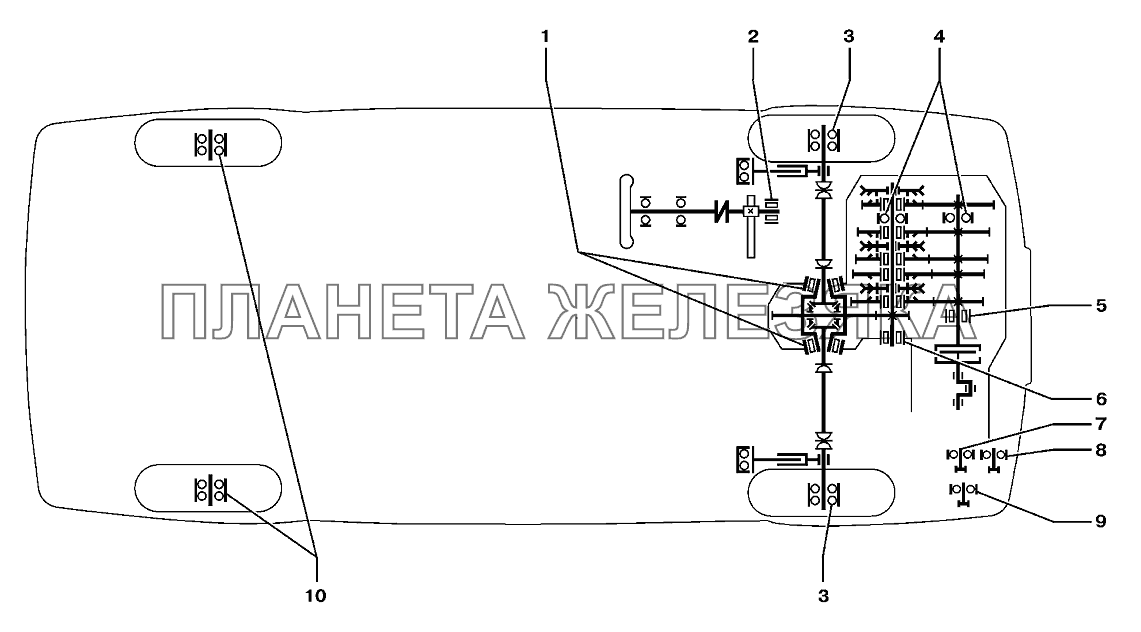 Схема расположения подшипников качения Lada Kalina 2192, 2194