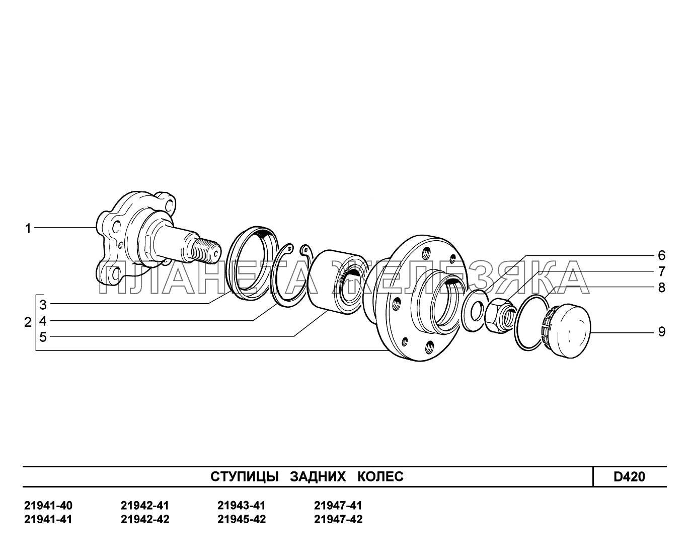 D420. Ступицы задних колес Lada Kalina New 2194