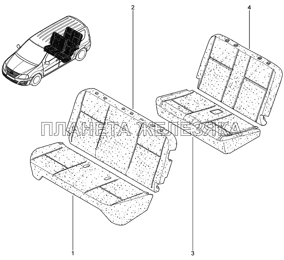 Подушка, спинка задних сидений Лада Ларгус 4601