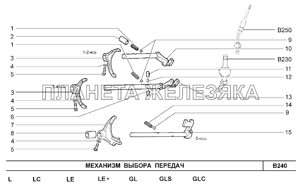 Механизм выбора передач Шевроле Нива-1,7