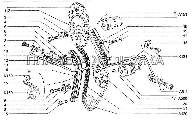 Привод распределительного вала (32, 55, 34,10) с 08.2008 Chevrolet Niva 1.7