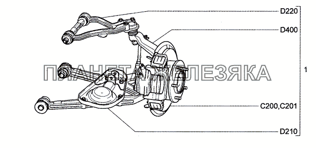 Рычаги передней подвески в сборе (10, 34, 55) Chevrolet Niva 1.7