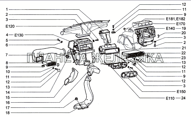 Система вентиляции и отопления (с кондиционером), (LC, GLC,LCP) Chevrolet Niva 1.7