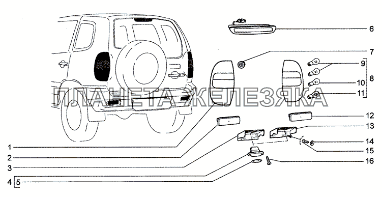 Приборы световые задние Chevrolet Niva 1.7