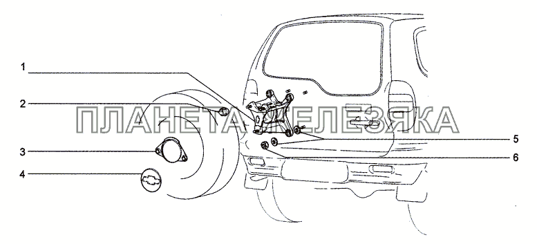 Держатель запасного колеса (GLS,GLC), с 01.07.2008 Chevrolet Niva 1.7