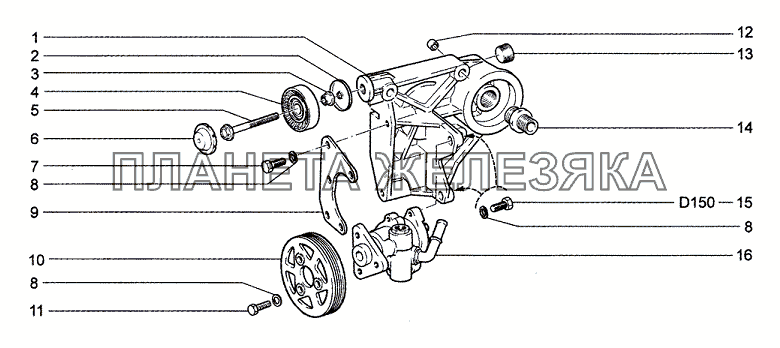 Кронштейн фильтра масляного (11, 30, 31, 32, 55, 34, 10) Chevrolet Niva 1.7