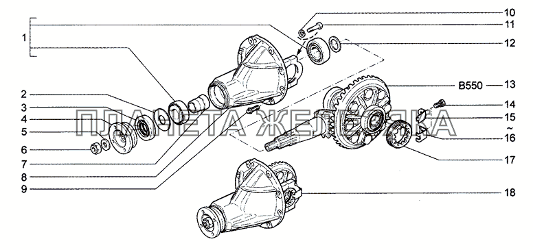 Редуктор и дифференциал заднего моста Chevrolet Niva 1.7