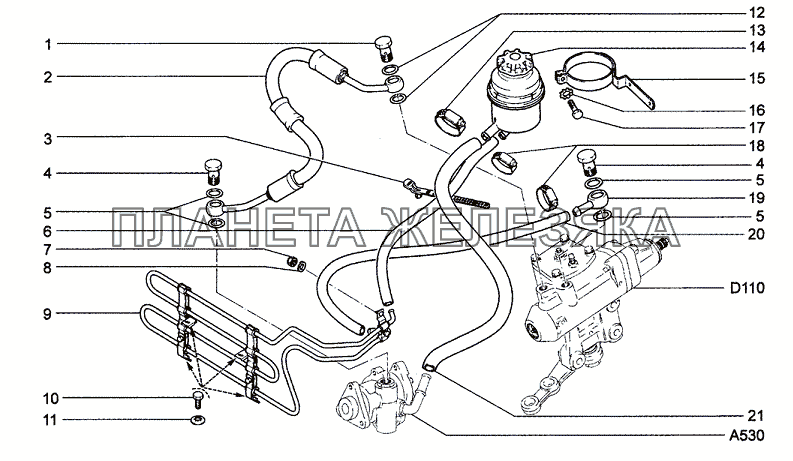 Система гидроусилителя рулевого управления Chevrolet Niva 1.7
