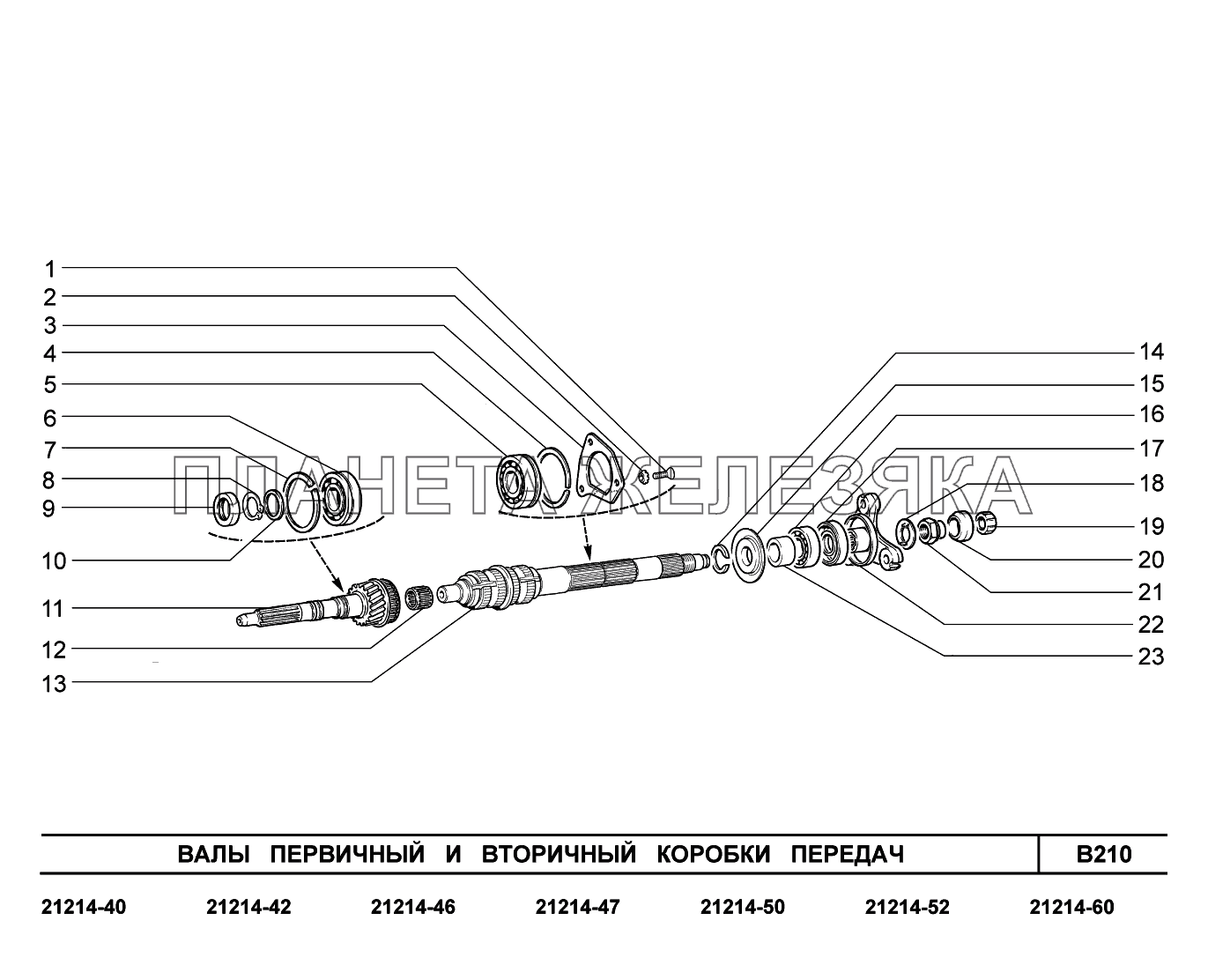 B210. Валы первичный и вторичный коробки передач Lada 4x4 Urban