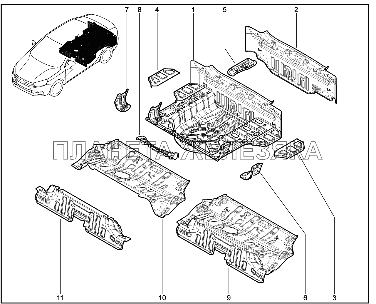 414110. Элементы нижние багажника Lada Vesta
