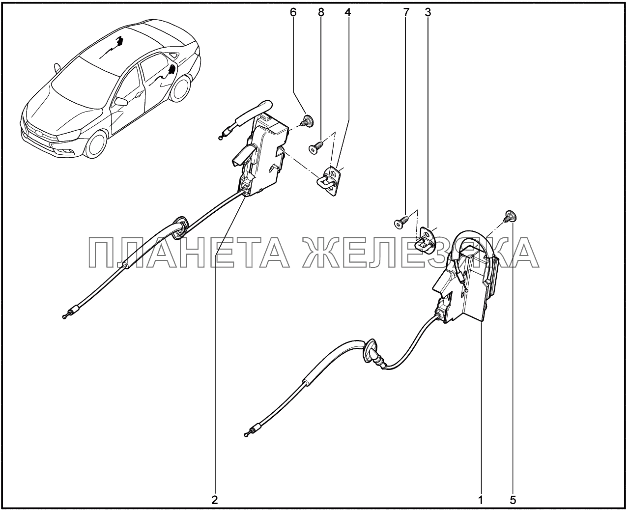 502010. Замки задних дверей Lada Vesta