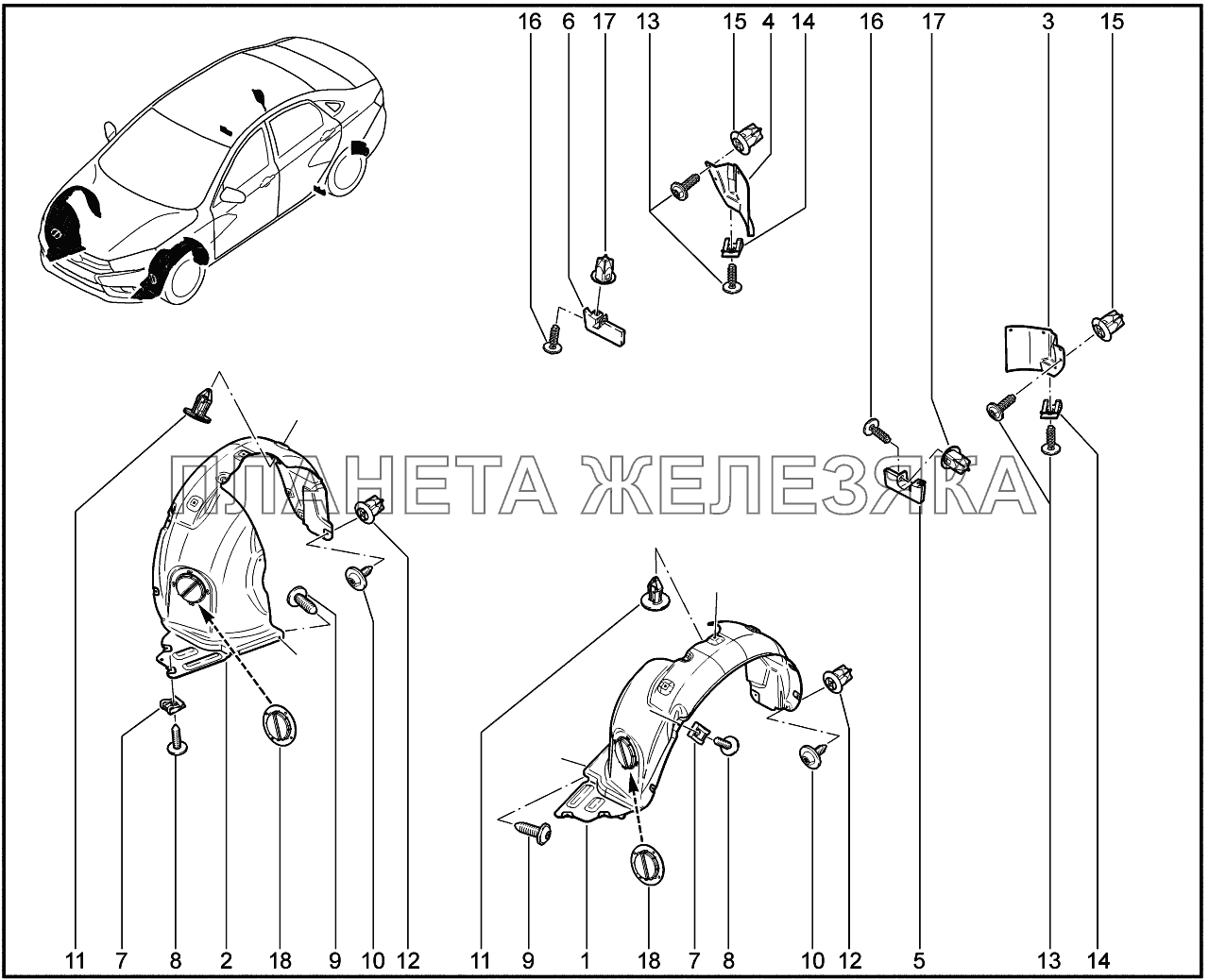 564010. Щитки арок колёс Lada Vesta