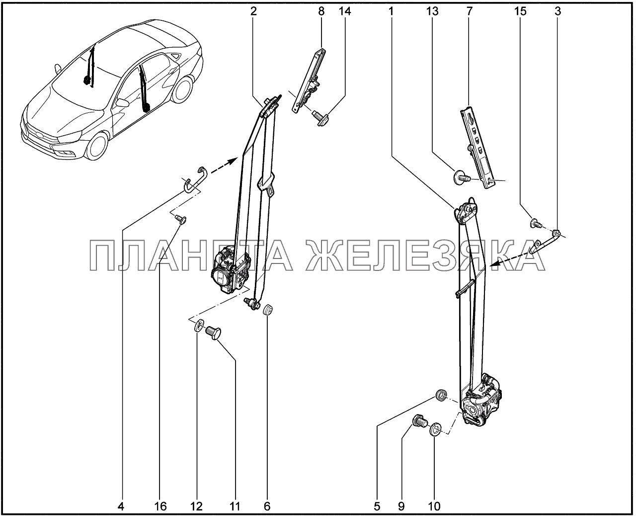 592010. Ремни безопасности передние Lada Vesta