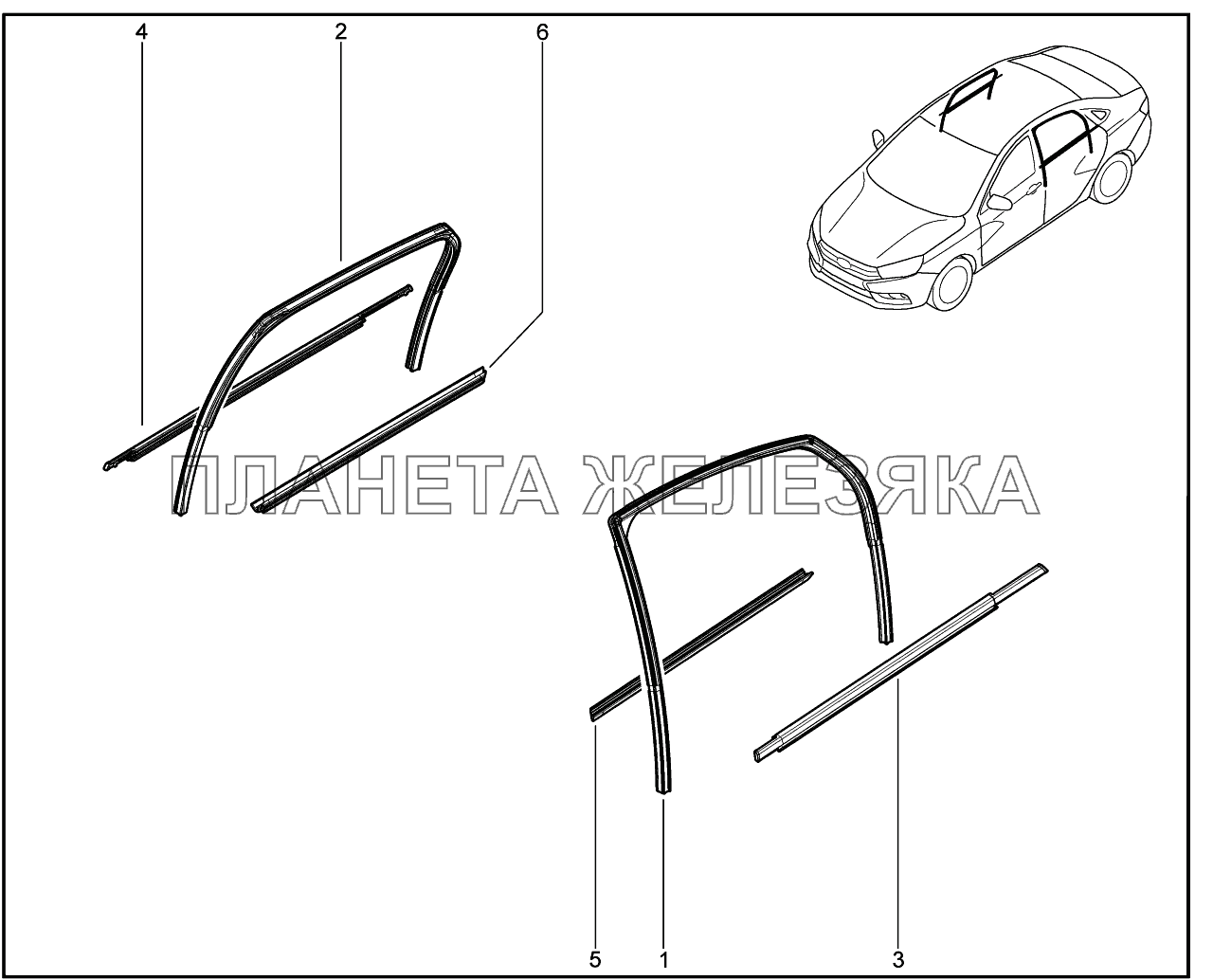 660150. Направляющие задних стёкол Lada Vesta