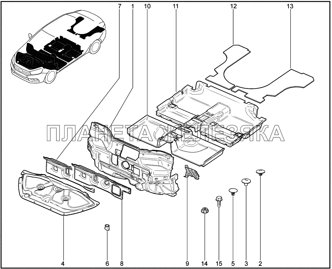 680110. Шумоизоляция подкапотная Lada Vesta